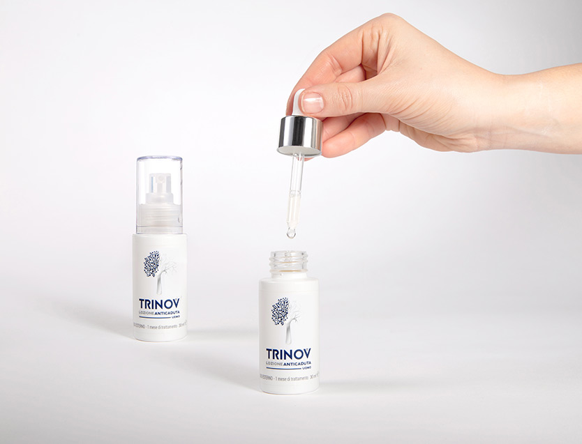 How should Trinov hair loss lotion be applied?