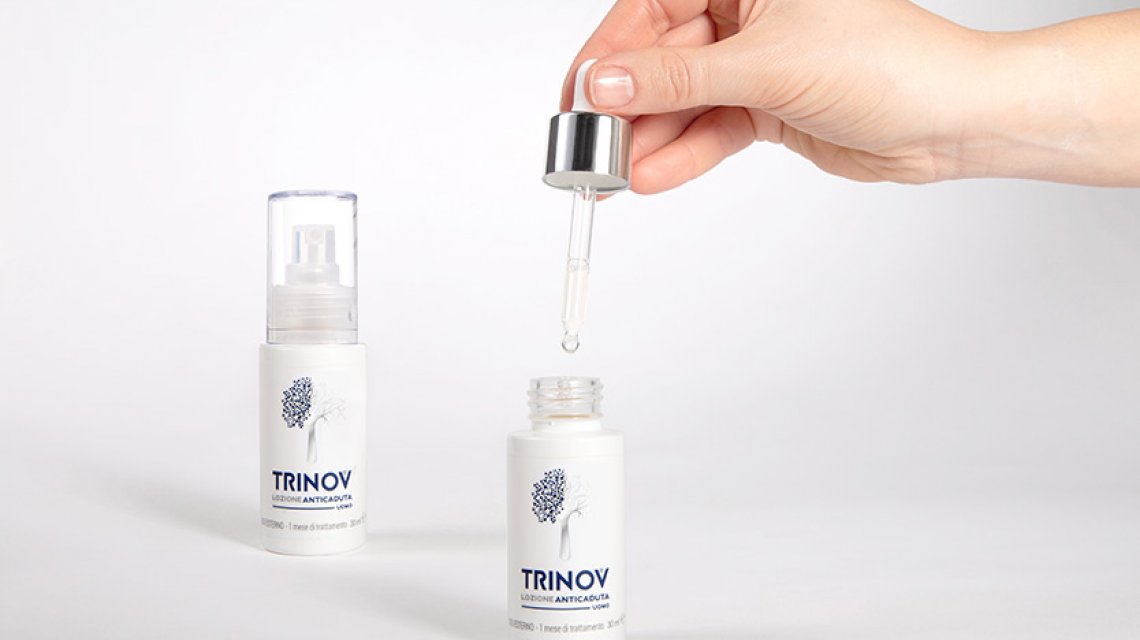 How should Trinov hair loss lotion be applied?